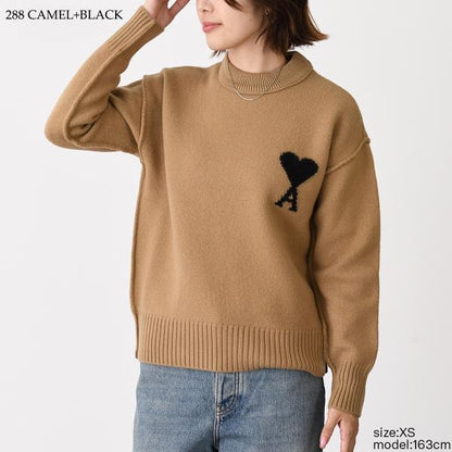 AMI PARIS AMI DE COEUR アミパリス Ami De Coeur クルーネック メリノウールフェルトニット セーター