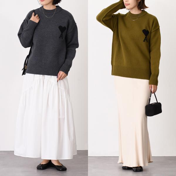 AMI PARIS AMI DE COEUR アミパリス Ami De Coeur クルーネック メリノウールフェルトニット セーター