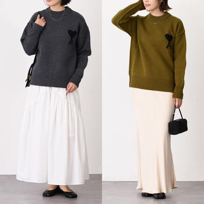 AMI PARIS AMI DE COEUR アミパリス Ami De Coeur クルーネック メリノウールフェルトニット セーター