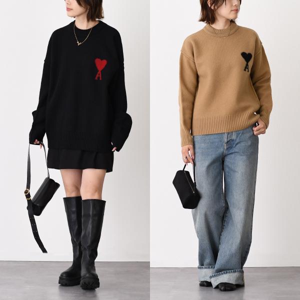AMI PARIS AMI DE COEUR アミパリス Ami De Coeur クルーネック メリノウールフェルトニット セーター