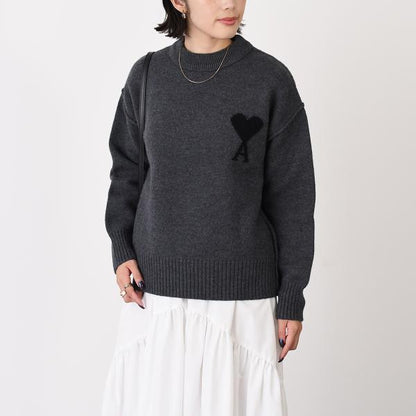 AMI PARIS AMI DE COEUR アミパリス Ami De Coeur クルーネック メリノウールフェルトニット セーター