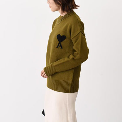 AMI PARIS AMI DE COEUR アミパリス Ami De Coeur クルーネック メリノウールフェルトニット セーター