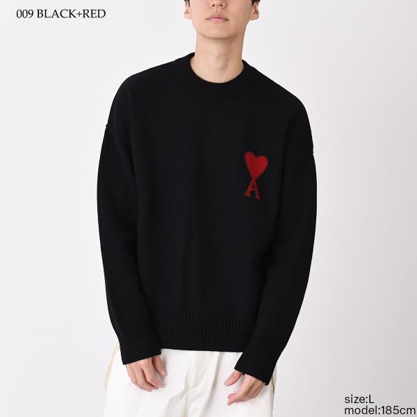 AMI PARIS AMI DE COEUR アミパリス Ami De Coeur クルーネック メリノウールフェルトニット セーター