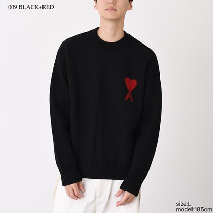 AMI PARIS AMI DE COEUR アミパリス Ami De Coeur クルーネック メリノウールフェルトニット セーター