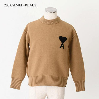 AMI PARIS AMI DE COEUR アミパリス Ami De Coeur クルーネック メリノウールフェルトニット セーター