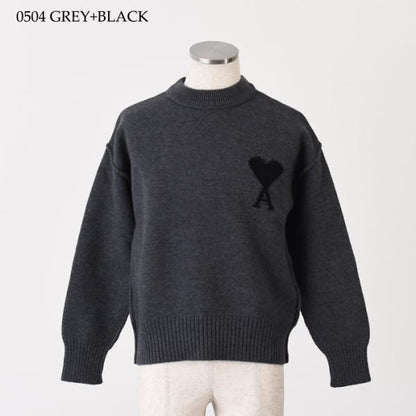 AMI PARIS AMI DE COEUR アミパリス Ami De Coeur クルーネック メリノウールフェルトニット セーター