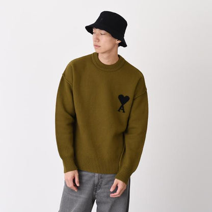 AMI PARIS AMI DE COEUR アミパリス Ami De Coeur クルーネック メリノウールフェルトニット セーター