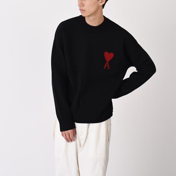 AMI PARIS AMI DE COEUR アミパリス Ami De Coeur クルーネック メリノウールフェルトニット セーター