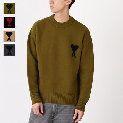 AMI PARIS AMI DE COEUR アミパリス Ami De Coeur クルーネック メリノウールフェルトニット セーター