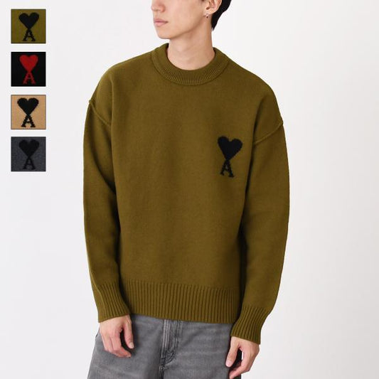 AMI PARIS AMI DE COEUR アミパリス Ami De Coeur クルーネック メリノウールフェルトニット セーター