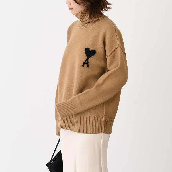 Ami De Coeur ファネルネック メリノウールフェルトニット セーター