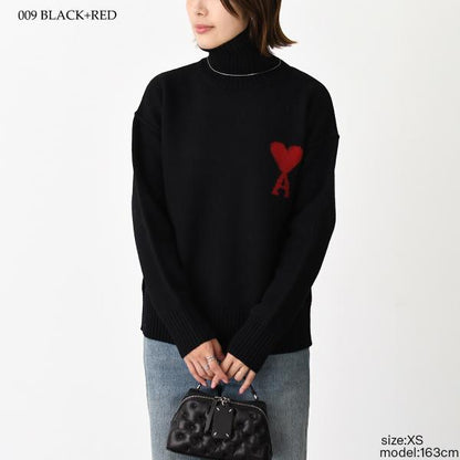 Ami De Coeur ファネルネック メリノウールフェルトニット セーター