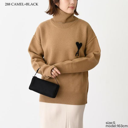 Ami De Coeur ファネルネック メリノウールフェルトニット セーター