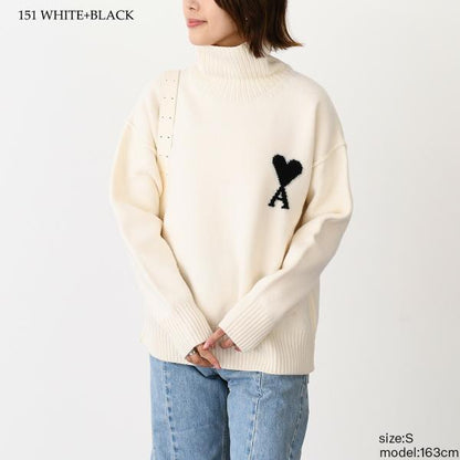 Ami De Coeur ファネルネック メリノウールフェルトニット セーター
