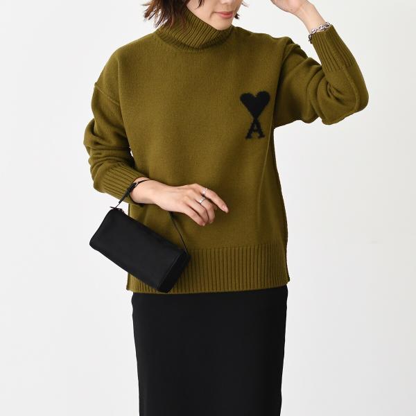 Ami De Coeur ファネルネック メリノウールフェルトニット セーター