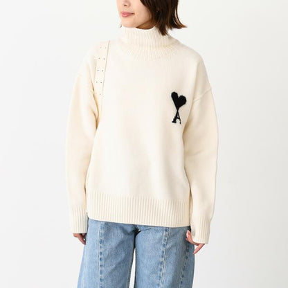 Ami De Coeur ファネルネック メリノウールフェルトニット セーター