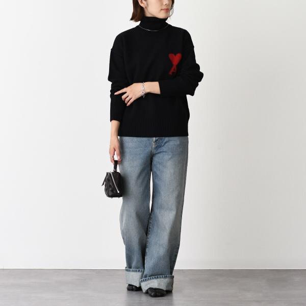 Ami De Coeur ファネルネック メリノウールフェルトニット セーター