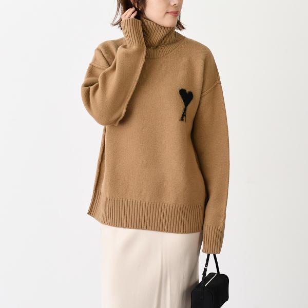 Ami De Coeur ファネルネック メリノウールフェルトニット セーター