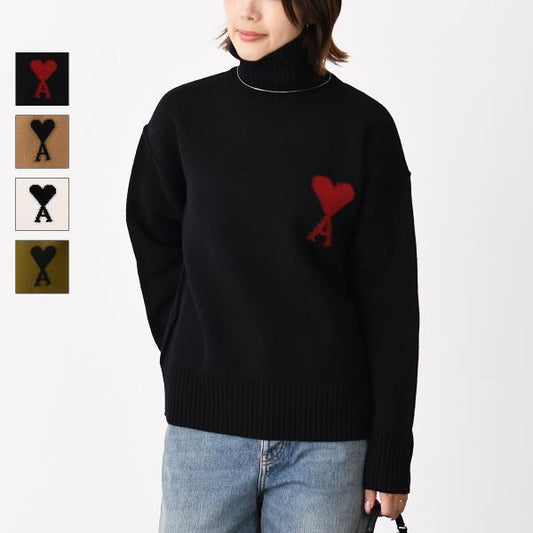 Ami De Coeur ファネルネック メリノウールフェルトニット セーター