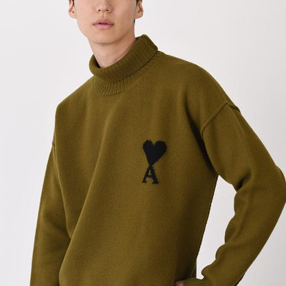 Ami De Coeur ファネルネック メリノウールフェルトニット セーター