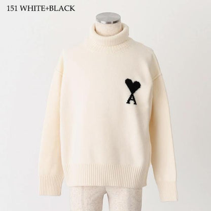 Ami De Coeur ファネルネック メリノウールフェルトニット セーター