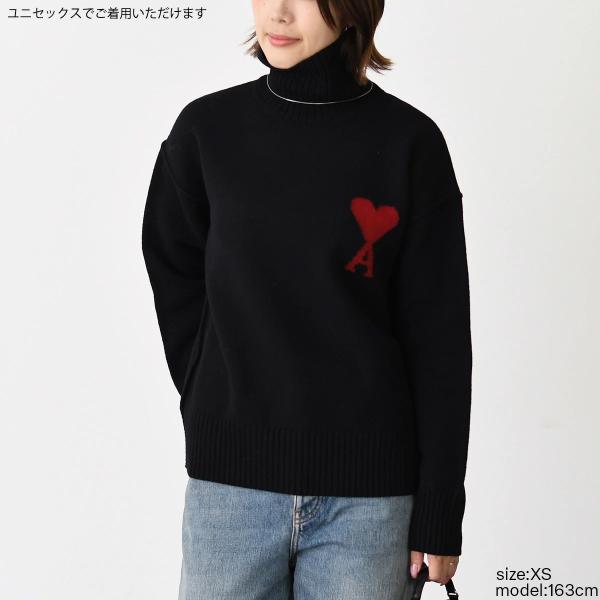 Ami De Coeur ファネルネック メリノウールフェルトニット セーター