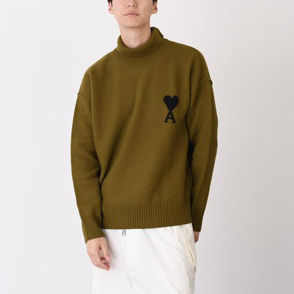Ami De Coeur ファネルネック メリノウールフェルトニット セーター