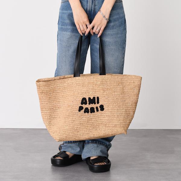 AMI PARIS AMI DE COEUR アミパリス AMI PARIS  ナチュラルラフィア トートバッグ