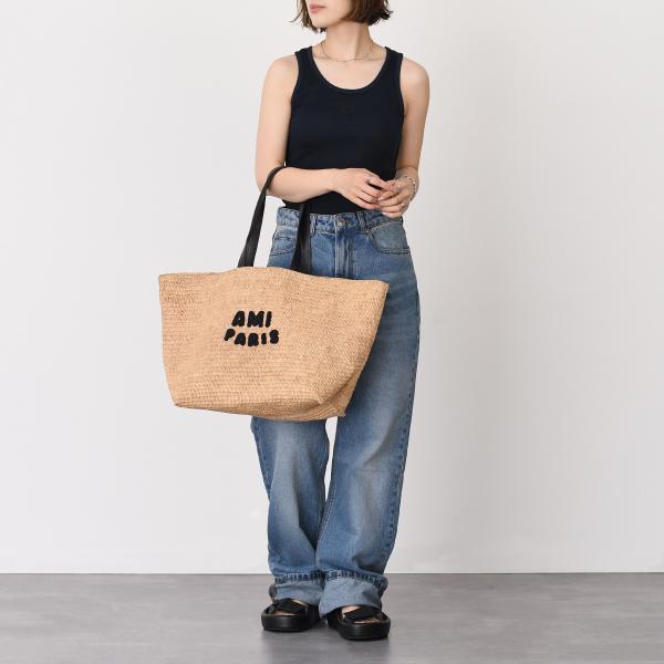 AMI PARIS AMI DE COEUR アミパリス AMI PARIS  ナチュラルラフィア トートバッグ