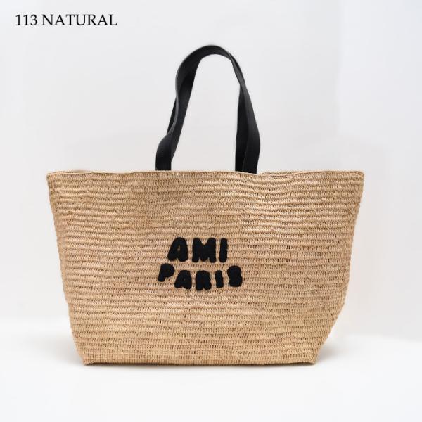 AMI PARIS AMI DE COEUR アミパリス AMI PARIS  ナチュラルラフィア トートバッグ