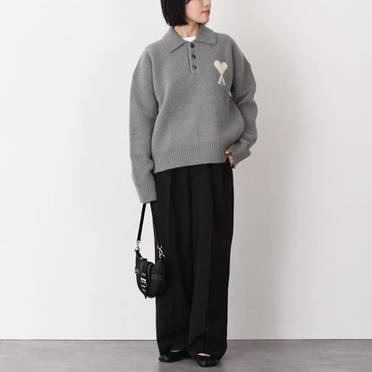 AMI PARIS AMI DE COEUR アルパカニット ポロ