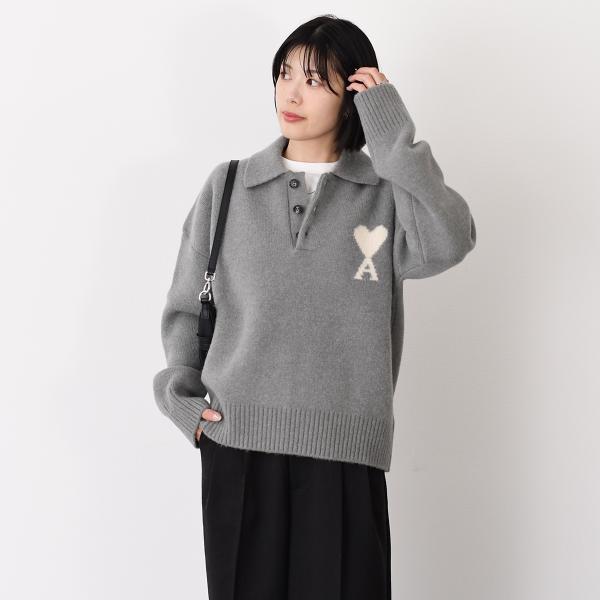AMI PARIS AMI DE COEUR アルパカニット ポロ