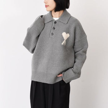 AMI PARIS AMI DE COEUR アルパカニット ポロ