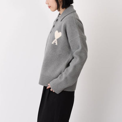 AMI PARIS AMI DE COEUR アルパカニット ポロ