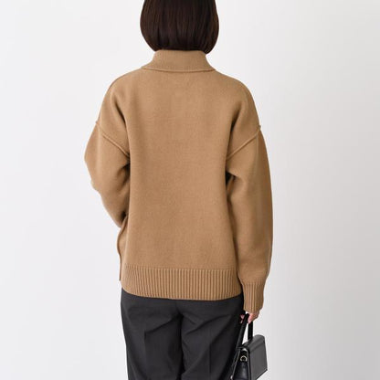 AMI PARIS Ami De Coeur Merino Wool Felt Knit Polo 