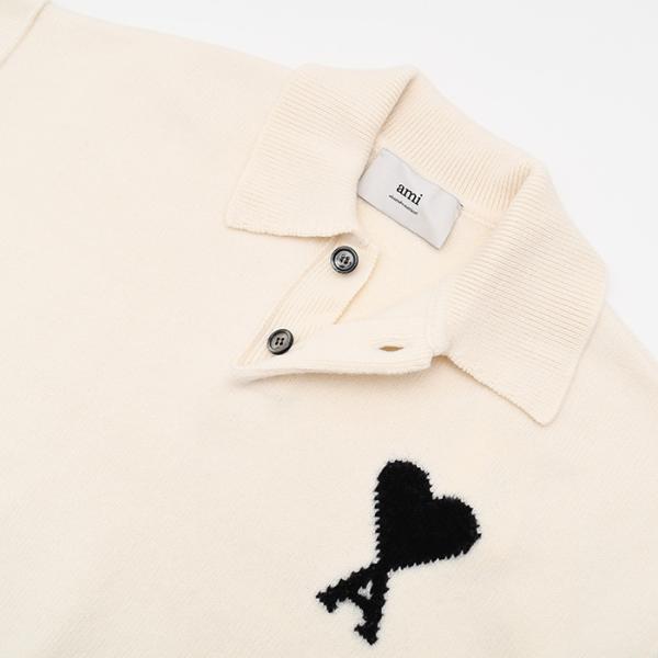 AMI PARIS Ami De Coeur Merino Wool Felt Knit Polo 