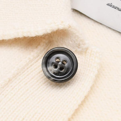 AMI PARIS AMI DE COEUR 메리노 울 펠트 니트 폴로 