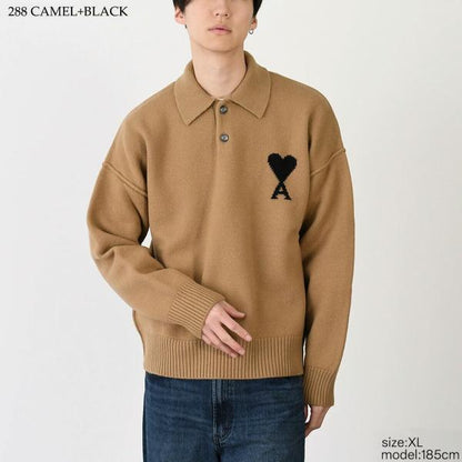 AMI PARIS Ami De Coeur ニット ポロ