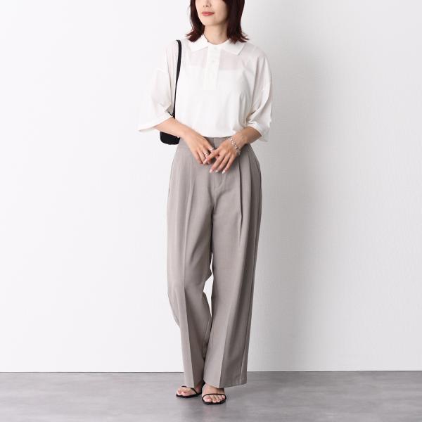 AMI PARIS Ami De Coeur シルケット加工ジャージー 七分袖ポロシャツ