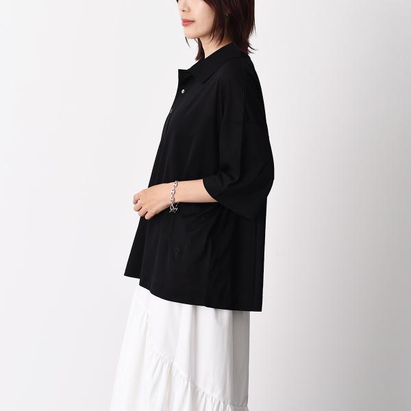 AMI PARIS Ami De Coeur シルケット加工ジャージー 七分袖ポロシャツ