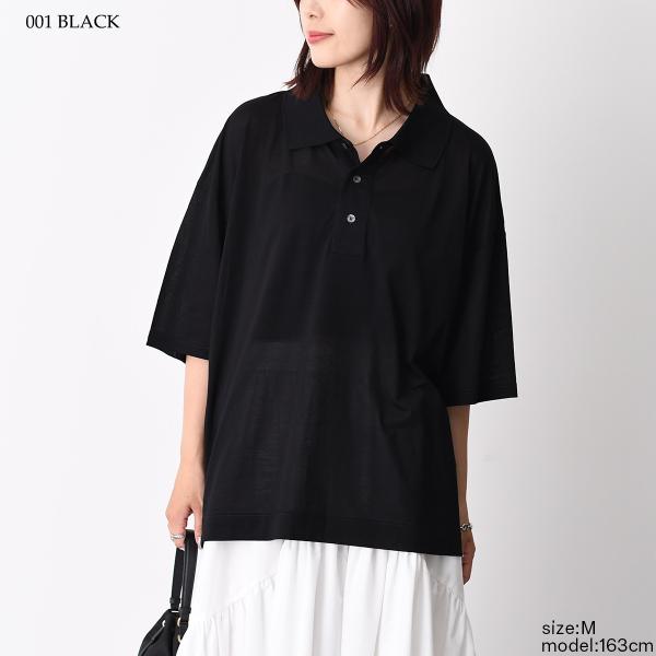 AMI PARIS Ami De Coeur シルケット加工ジャージー 七分袖ポロシャツ