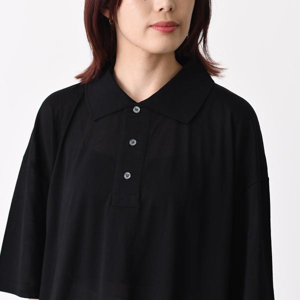 AMI PARIS Ami De Coeur シルケット加工ジャージー 七分袖ポロシャツ
