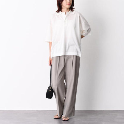 AMI PARIS Ami De Coeur シルケット加工ジャージー 七分袖ポロシャツ