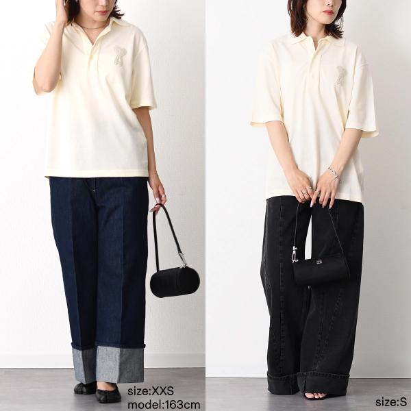 AMI PARIS Ami De Coeur スーパーライト コットンピケ ニットパッチ ショートスリーブ ポロシャツ