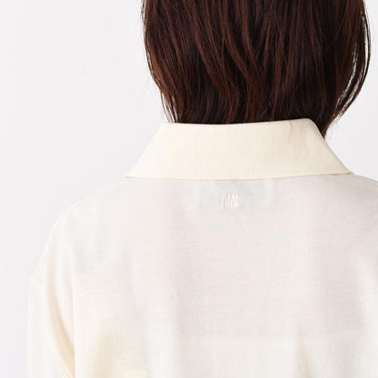 AMI PARIS Ami De Coeur スーパーライト コットンピケ ニットパッチ ショートスリーブ ポロシャツ