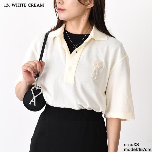 AMI PARIS Ami De Coeur スーパーライト コットンピケ ニットパッチ ショートスリーブ ポロシャツ