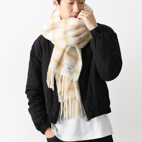 AMI PARIS チェック柄 Amiラベル スカーフ