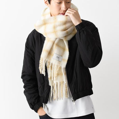 AMI PARIS チェック柄 Amiラベル スカーフ