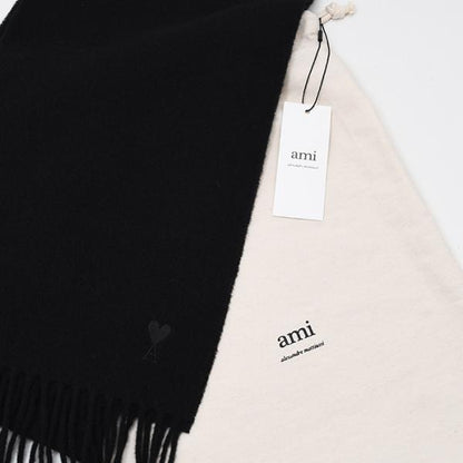 AMI PARIS AMI DE COEUR アミパリス Ami De Coeur ウール フリンジ クラシック スカーフ