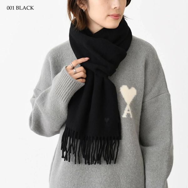 AMI PARIS AMI DE COEUR アミパリス Ami De Coeur ウール フリンジ クラシック スカーフ